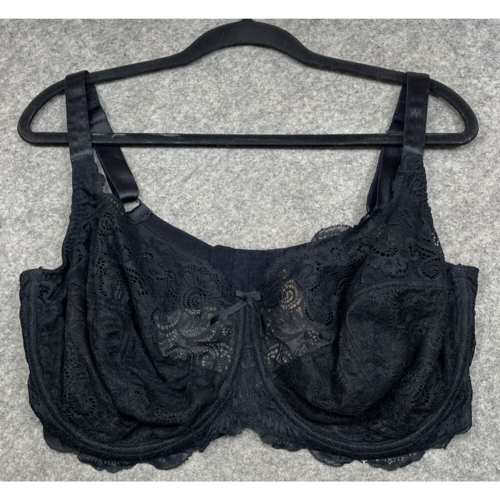 Panache Andorra Bra 38GG 38J Black Full Cup Underwire Lace Balconette 5675
